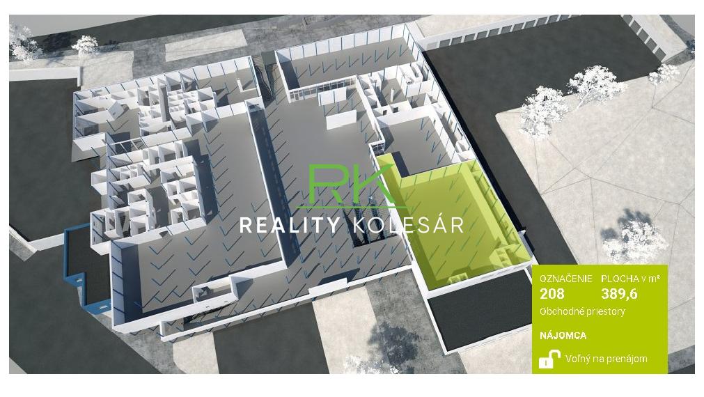 RealityKolesár prenajíma priestor 389 m2 v OC Torysa Jaltská Furča.