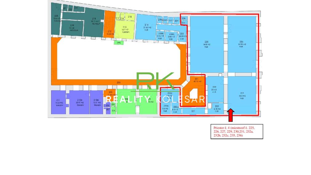 RealityKolesár prenajíma priestor 248 m2 Hlavná ulica