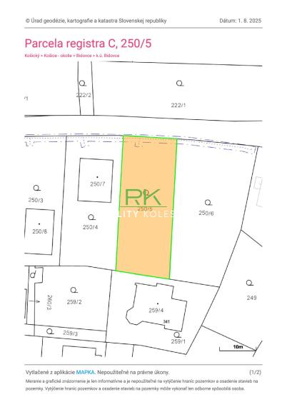 RealityKolesár predáva pozemok 543 m2, Bidovce, KE okolie