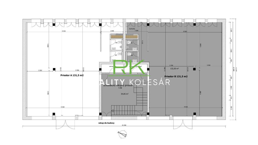 RealityKolesár prenajíma obchodno-admin priestor 131 m2 Jarmočná KE JUH